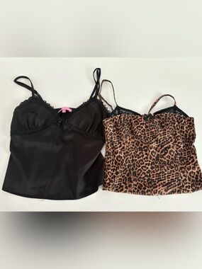 Silky Black Cami & Leopard Print Cami Duo